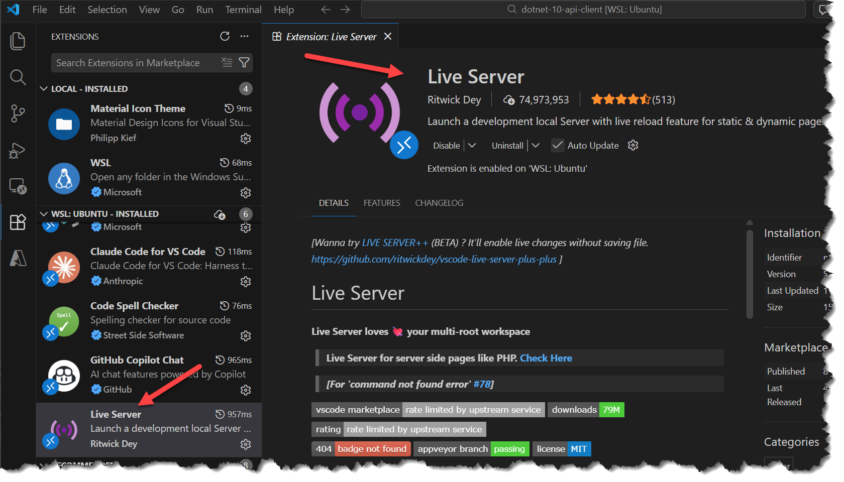 Figure 24.2 Live Server VS Code Extension